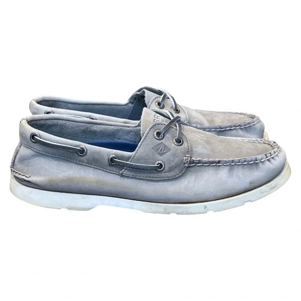 Sperry Top-Sider A/O 2-Eye Leather Boat Shoes in Grey Men’s 7